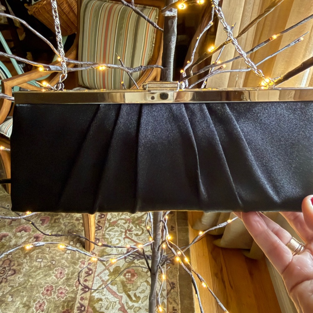 Gunne Sax Jessica McClintock Black Clutch with Silver Hardware Vintage - Picture 11 of 12